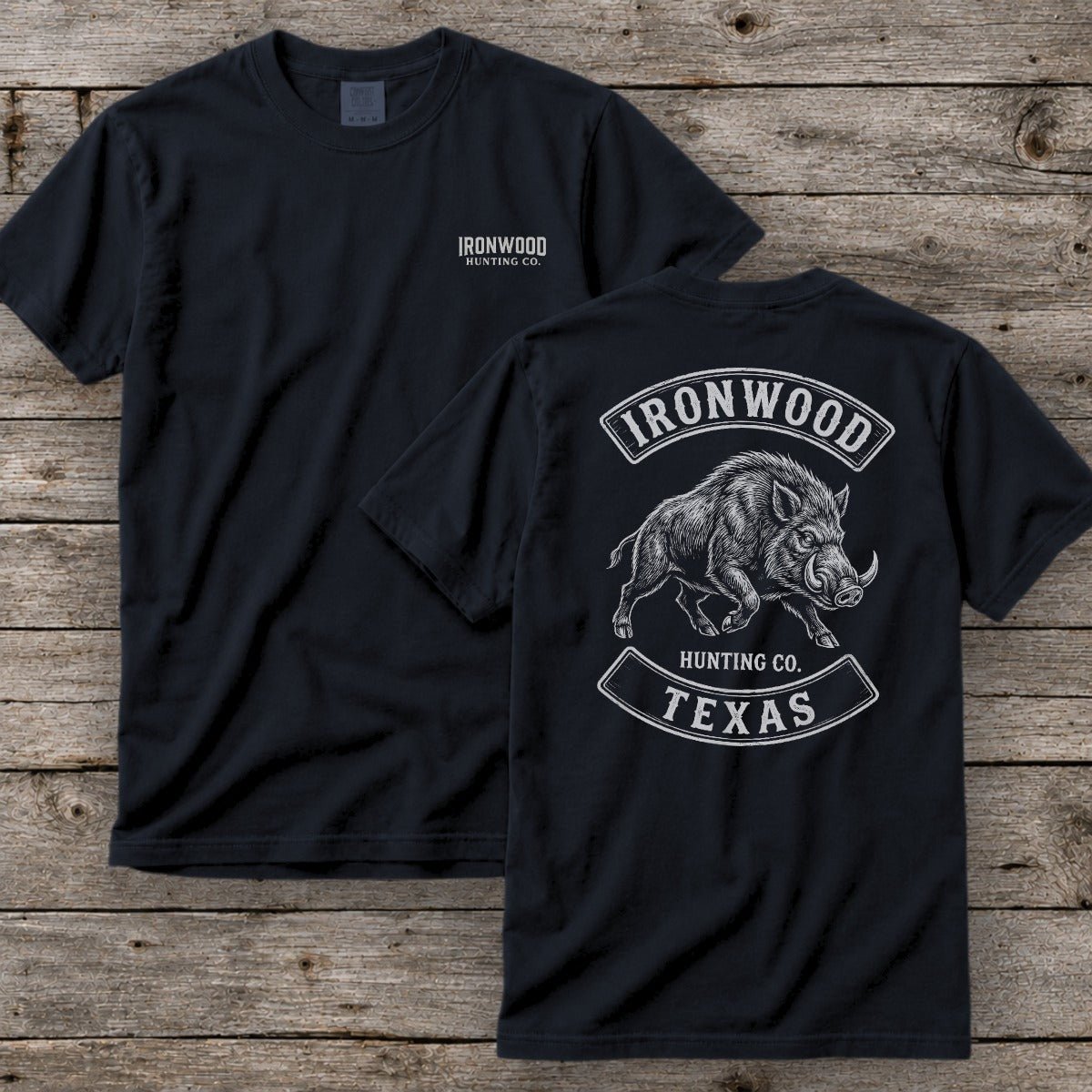 Texas Wild Boar Hunting T-Shirt  | Vintage Rocker Patch Style