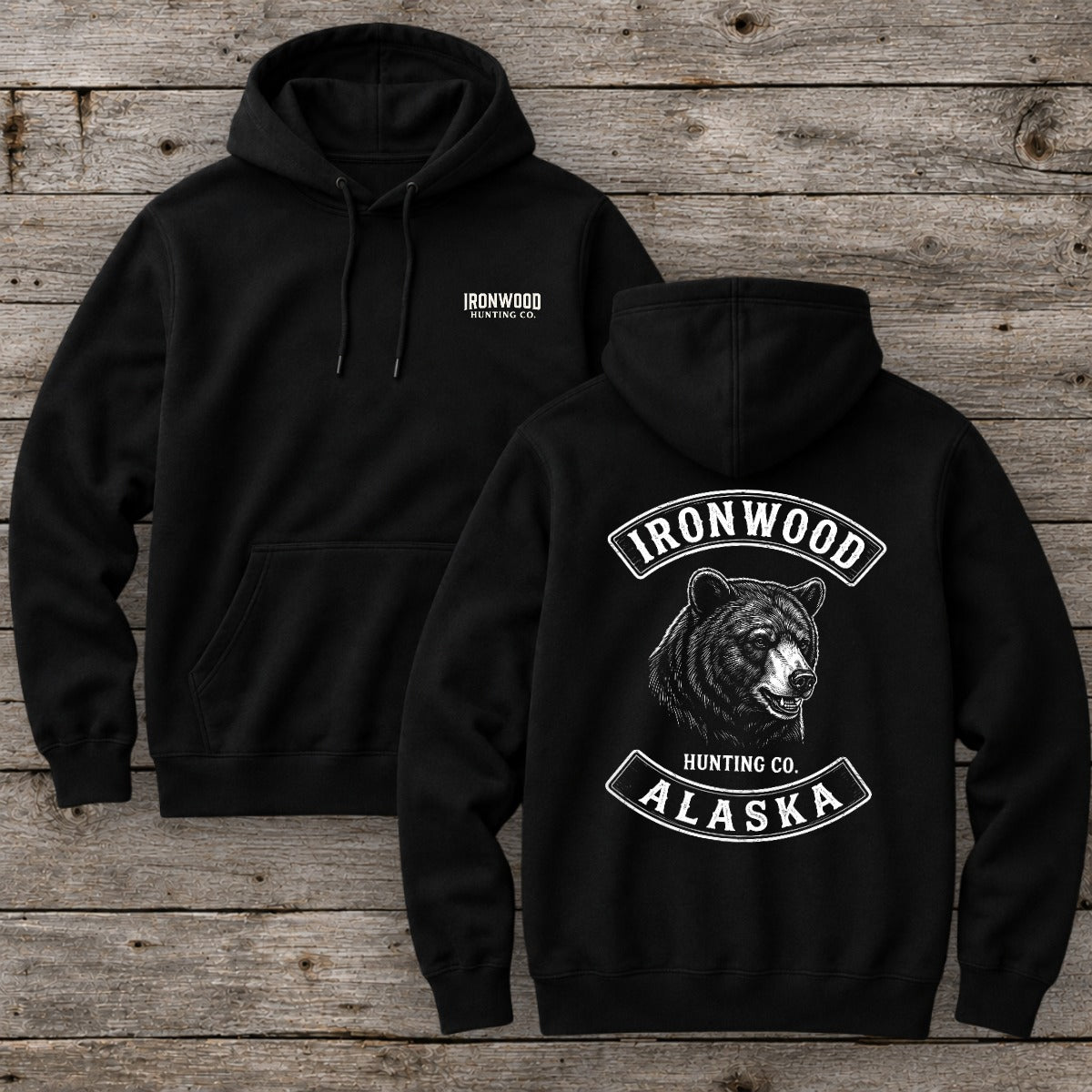 Alaska Bear Hunter Hoodie   | Vintage Rocker Patch Style
