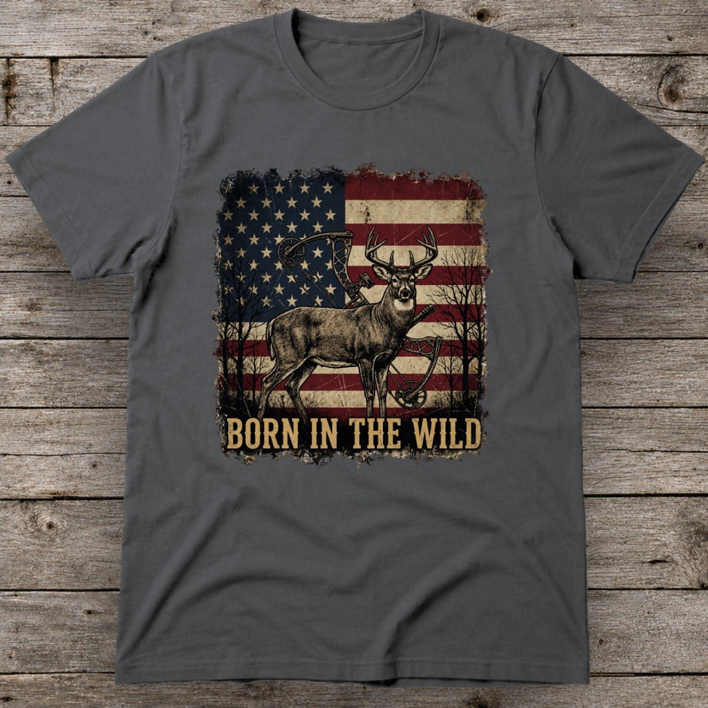 Born in the Wild |  Patriotic Bowhunting Deer  T-Shirt
