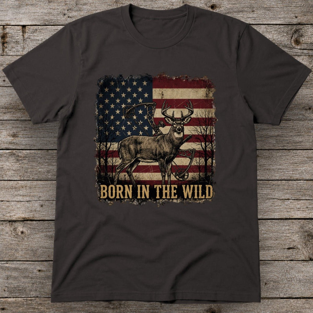 Born in the Wild |  Patriotic Bowhunting Deer  T-Shirt